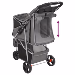 vidaXL Folding Dog Stroller 80x46x98 cm Oxford Fabric Pushchair Multi Colours - grey - Additional view 6