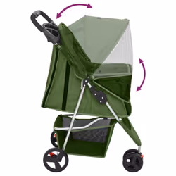 vidaXL Folding Dog Stroller 80x46x98 cm Oxford Fabric Pushchair Multi Colours - green - Additional view 5