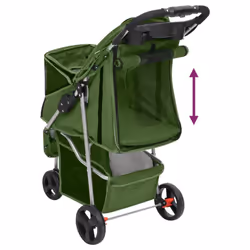 vidaXL Folding Dog Stroller 80x46x98 cm Oxford Fabric Pushchair Multi Colours - green - Additional view 6