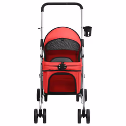 vidaXL Folding Dog Stroller 76x50x100 cm Oxford Fabric Pushchair Multi Colours - red - Additional view 2