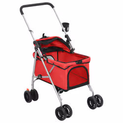 vidaXL Folding Dog Stroller 76x50x100 cm Oxford Fabric Pushchair Multi Colours - red - Additional view 4