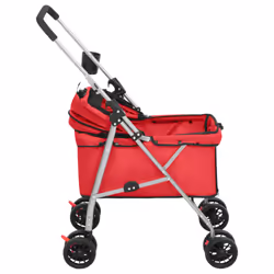 vidaXL Folding Dog Stroller 76x50x100 cm Oxford Fabric Pushchair Multi Colours - red - Additional view 5