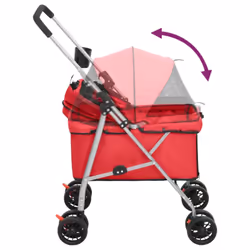 vidaXL Folding Dog Stroller 76x50x100 cm Oxford Fabric Pushchair Multi Colours - red - Additional view 6