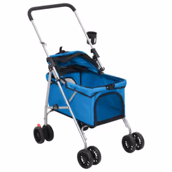 vidaXL Folding Dog Stroller 76x50x100 cm Oxford Fabric Pushchair Multi Colours - blue - Additional view 4