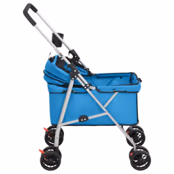 vidaXL Folding Dog Stroller 76x50x100 cm Oxford Fabric Pushchair Multi Colours - blue - Additional view 5