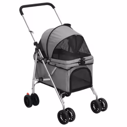 vidaXL Folding Dog Stroller 76x50x100 cm Oxford Fabric Pushchair Multi Colours - grey