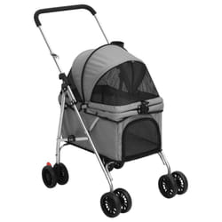 vidaXL Folding Dog Stroller 76x50x100 cm Oxford Fabric Pushchair Multi Colours - grey