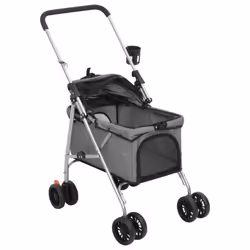 vidaXL Folding Dog Stroller 76x50x100 cm Oxford Fabric Pushchair Multi Colours - grey - Additional view 4