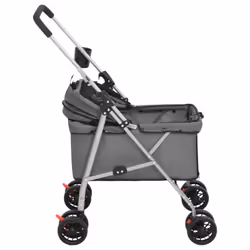 vidaXL Folding Dog Stroller 76x50x100 cm Oxford Fabric Pushchair Multi Colours - grey - Additional view 5