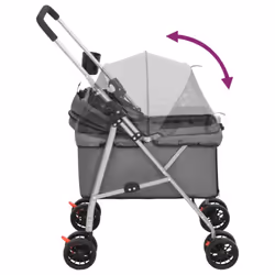 vidaXL Folding Dog Stroller 76x50x100 cm Oxford Fabric Pushchair Multi Colours - grey - Additional view 6