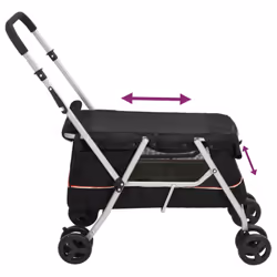 vidaXL Folding Dog Stroller 100x49x96 cm Linen Fabric Pushchair Multi Colours - black - Additional view 6