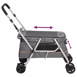 vidaXL Folding Dog Stroller 100x49x96 cm Linen Fabric Pushchair Multi Colours - grey - Additional view 6
