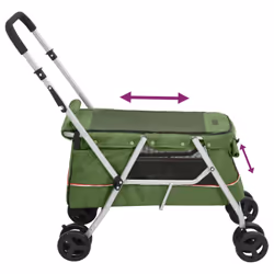 vidaXL Folding Dog Stroller 100x49x96 cm Linen Fabric Pushchair Multi Colours - green - Additional view 6