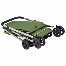 vidaXL Folding Dog Stroller 100x49x96 cm Linen Fabric Pushchair Multi Colours - green - Additional view 7
