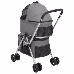 vidaXL 2-Layers Folding Dog Stroller 83x48x97 cm Oxford Fabric Multi Colours - grey - Additional view 4