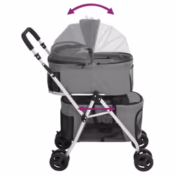 vidaXL 2-Layers Folding Dog Stroller 83x48x97 cm Oxford Fabric Multi Colours - grey - Additional view 5