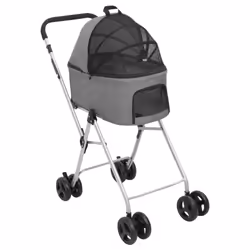 vidaXL 2-Layers Folding Dog Stroller 83x48x97 cm Oxford Fabric Multi Colours - grey - Additional view 7