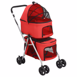 vidaXL 2-Layers Folding Dog Stroller 83x48x97 cm Oxford Fabric Multi Colours - red