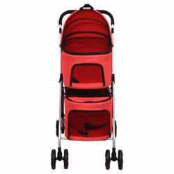 vidaXL 2-Layers Folding Dog Stroller 83x48x97 cm Oxford Fabric Multi Colours - red