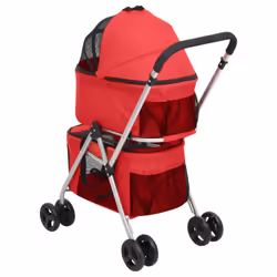 vidaXL 2-Layers Folding Dog Stroller 83x48x97 cm Oxford Fabric Multi Colours - red - Additional view 4