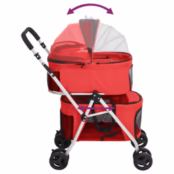 vidaXL 2-Layers Folding Dog Stroller 83x48x97 cm Oxford Fabric Multi Colours - red - Additional view 5