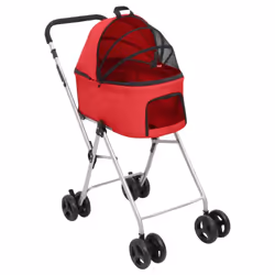 vidaXL 2-Layers Folding Dog Stroller 83x48x97 cm Oxford Fabric Multi Colours - red - Additional view 7