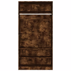 vidaXL Wardrobe Clothing Storage Hanger Clothes Cabinet Closet Engineered Wood - smoked oak - Additional view 4