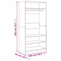 vidaXL Wardrobe Clothing Storage Hanger Clothes Cabinet Closet Engineered Wood - smoked oak - Additional view 7