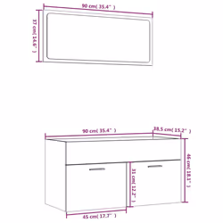 vidaXL Bathroom Furniture Set 2 Piece Smoked Oak Engineered Wood Sink Cabinet - Additional view 3