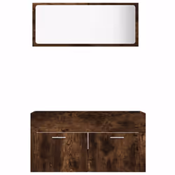 vidaXL Bathroom Furniture Set 2 Piece Smoked Oak Engineered Wood Sink Cabinet - Additional view 4
