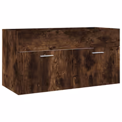 vidaXL Bathroom Furniture Set 2 Piece Smoked Oak Engineered Wood Sink Cabinet - Additional view 6