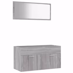 vidaXL Bathroom Furniture Set 2 Piece Engineered Wood Sink Cabinet Storage - grey sonoma