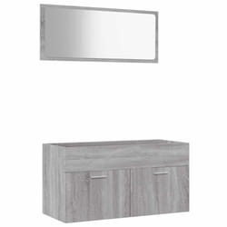 vidaXL Bathroom Furniture Set 2 Piece Engineered Wood Sink Cabinet Storage - grey sonoma