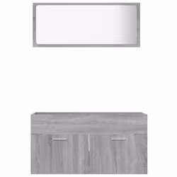 vidaXL Bathroom Furniture Set 2 Piece Engineered Wood Sink Cabinet Storage - grey sonoma - Additional view 4