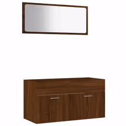 vidaXL Bathroom Furniture Set 2 Piece Engineered Wood Sink Cabinet Storage - brown oak