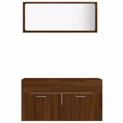 vidaXL Bathroom Furniture Set 2 Piece Engineered Wood Sink Cabinet Storage - brown oak - Additional view 4