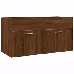 vidaXL Bathroom Furniture Set 2 Piece Engineered Wood Sink Cabinet Storage - brown oak - Additional view 6