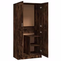 vidaXL Wardrobe Engineered Wood Clothing Cabinet Hanger Shelf Multi Colours - smoked oak - Additional view 6