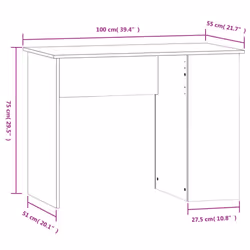 vidaXL Desk Office Computer Desk Study Desk Writing Table Engineered Wood - white - Additional view 7