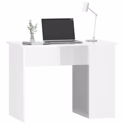 vidaXL Desk Office Computer Desk Study Desk Writing Table Engineered Wood - high gloss white