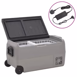 vidaXL Cool Box with Wheel and Handle Ice Box Cooler Black and Grey PP&PE - 36 l, with adapter
