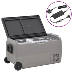 vidaXL Cool Box with Wheel and Handle Ice Box Cooler Black and Grey PP&PE - 36 l, with adapter
