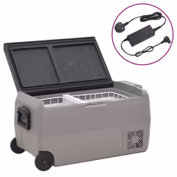 vidaXL Cool Box with Wheel and Handle Ice Box Cooler Black and Grey PP&PE - 50 l, with adapter