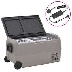vidaXL Cool Box with Wheel and Handle Ice Box Cooler Black and Grey PP&PE - 50 l, with adapter