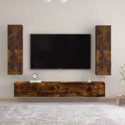 vidaXL TV Cabinet Engineered Wood Wall Mounted Stand Living Room TV Console - smoked oak, 30.5 x 30 x 110 cm/ 1 pcs - Additional view 4