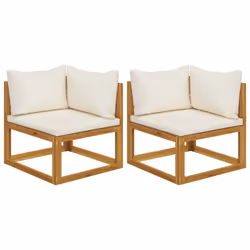 vidaXL Sofa Set Outdoor Wooden Lounge Set with Cushions Solid Wood Acacia - cream, corner sofa