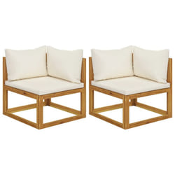 vidaXL Sofa Set Outdoor Wooden Lounge Set with Cushions Solid Wood Acacia - cream, corner sofa