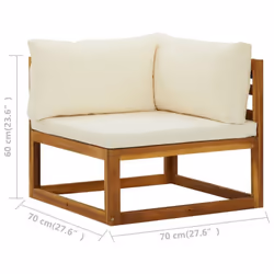 vidaXL Sofa Set Outdoor Wooden Lounge Set with Cushions Solid Wood Acacia - cream, corner sofa