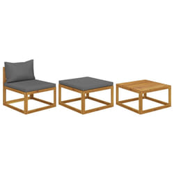 vidaXL Sofa Set Outdoor Wooden Lounge Set with Cushions Solid Wood Acacia - dark grey, middle + footrest + table