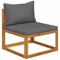 vidaXL Sofa Set Outdoor Wooden Lounge Set with Cushions Solid Wood Acacia - dark grey, middle + footrest + table